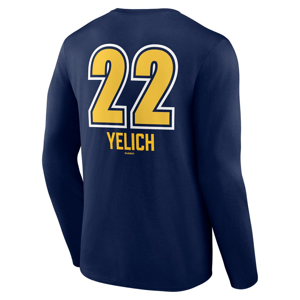Christian Yelich Milwaukee Brewers Name & Number Fastball Long Sleeve T-Shirt - Navy - MLB Lifestyle