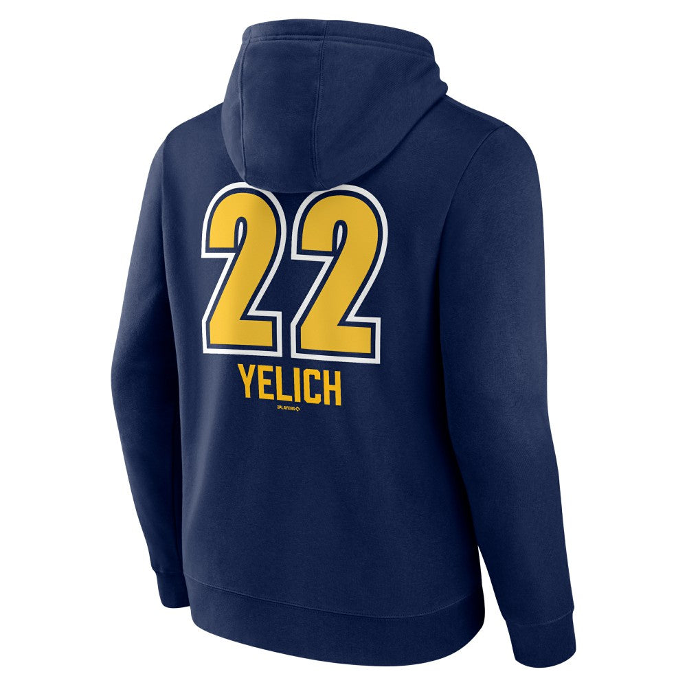 Christian Yelich Milwaukee Brewers Name & Number Fastball Pullover Hoodie - Navy - MLB Discount