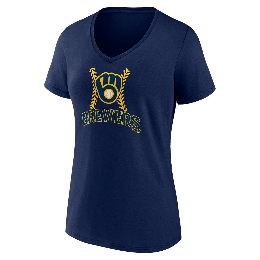 Christian Yelich Milwaukee Brewers Women's Name & Number Fastball V-Neck T-Shirt - Navy - MLB Discount