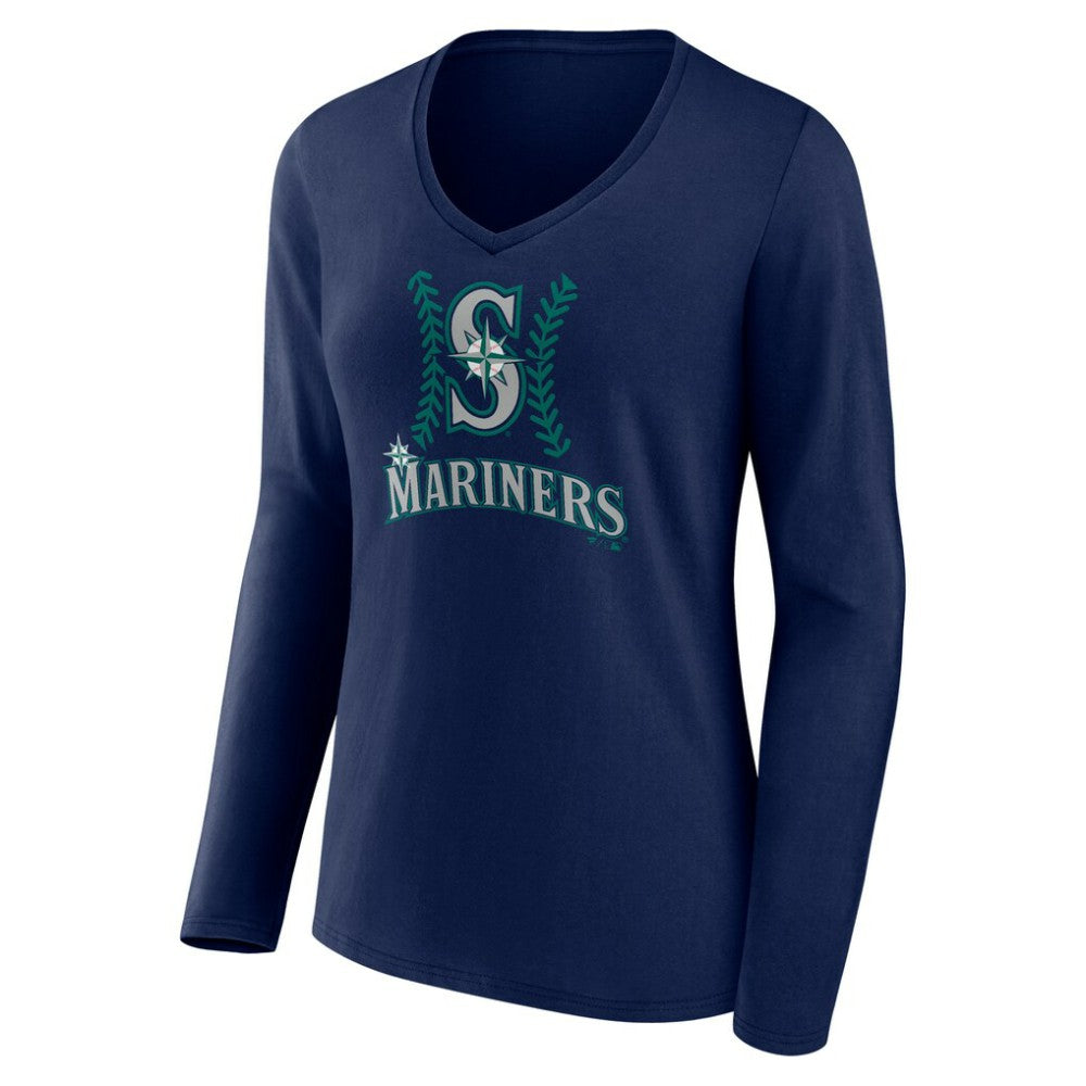 Julio Rodríguez Seattle Mariners Women's Name & Number Fastball V-Neck Long Sleeve T-Shirt - Navy - MLB Discount