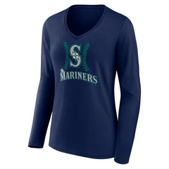 Julio Rodríguez Seattle Mariners Women's Name & Number Fastball V-Neck Long Sleeve T-Shirt - Navy - MLB Discount