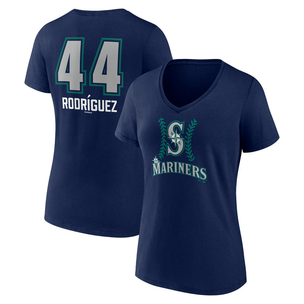 Julio Rodríguez Seattle Mariners Women's Name & Number Fastball V-Neck T-Shirt - Navy - MLB Sale