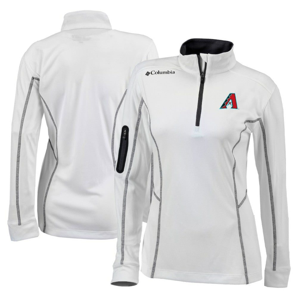 Arizona Diamondbacks Columbia Women's Omni-Wick Shotgun Quarter-Zip Pullover Top - White - Columbia Discount