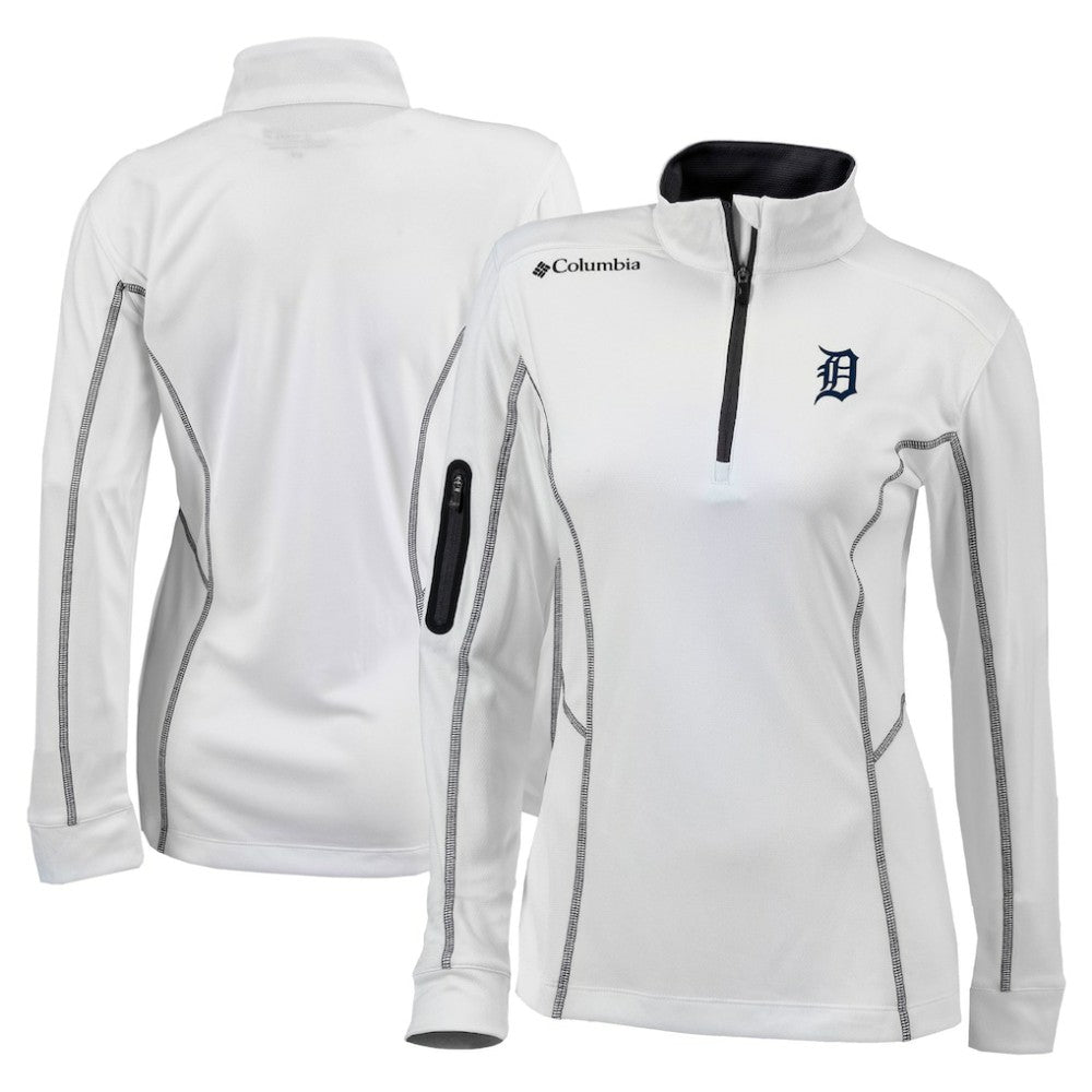 Detroit Tigers Columbia Women's Omni-Wick Shotgun Quarter-Zip Pullover Top - White - Columbia Online