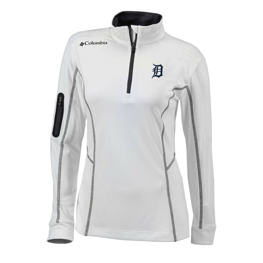 Detroit Tigers Columbia Women's Omni-Wick Shotgun Quarter-Zip Pullover Top - White - Columbia Online