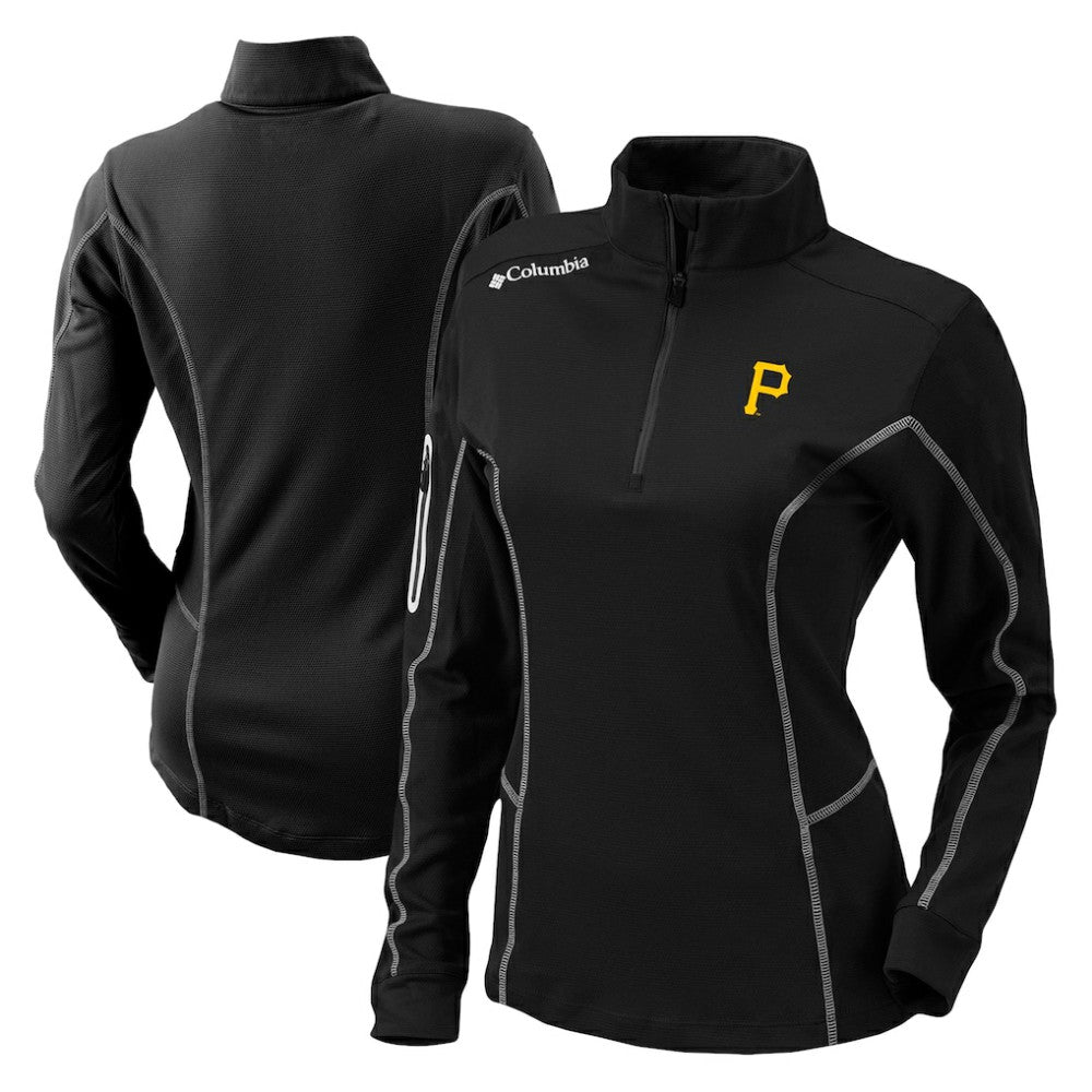 Pittsburgh Pirates Columbia Women's Omni-Wick Shotgun Quarter-Zip Pullover Top - Black - Columbia on Sale