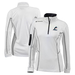 Miami Marlins Columbia Women's Omni-Wick Shotgun Quarter-Zip Pullover Top - White - Columbia Sale