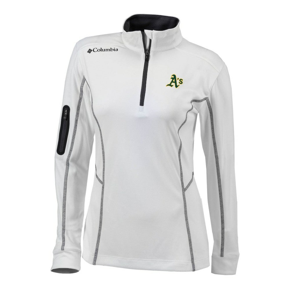 Athletics Columbia Women's Omni-Wick Shotgun Quarter-Zip Pullover Top - White - Columbia Lifestyle