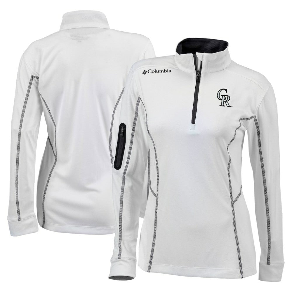 Colorado Rockies Columbia Women's Omni-Wick Shotgun Quarter-Zip Pullover Top - White - Columbia Online