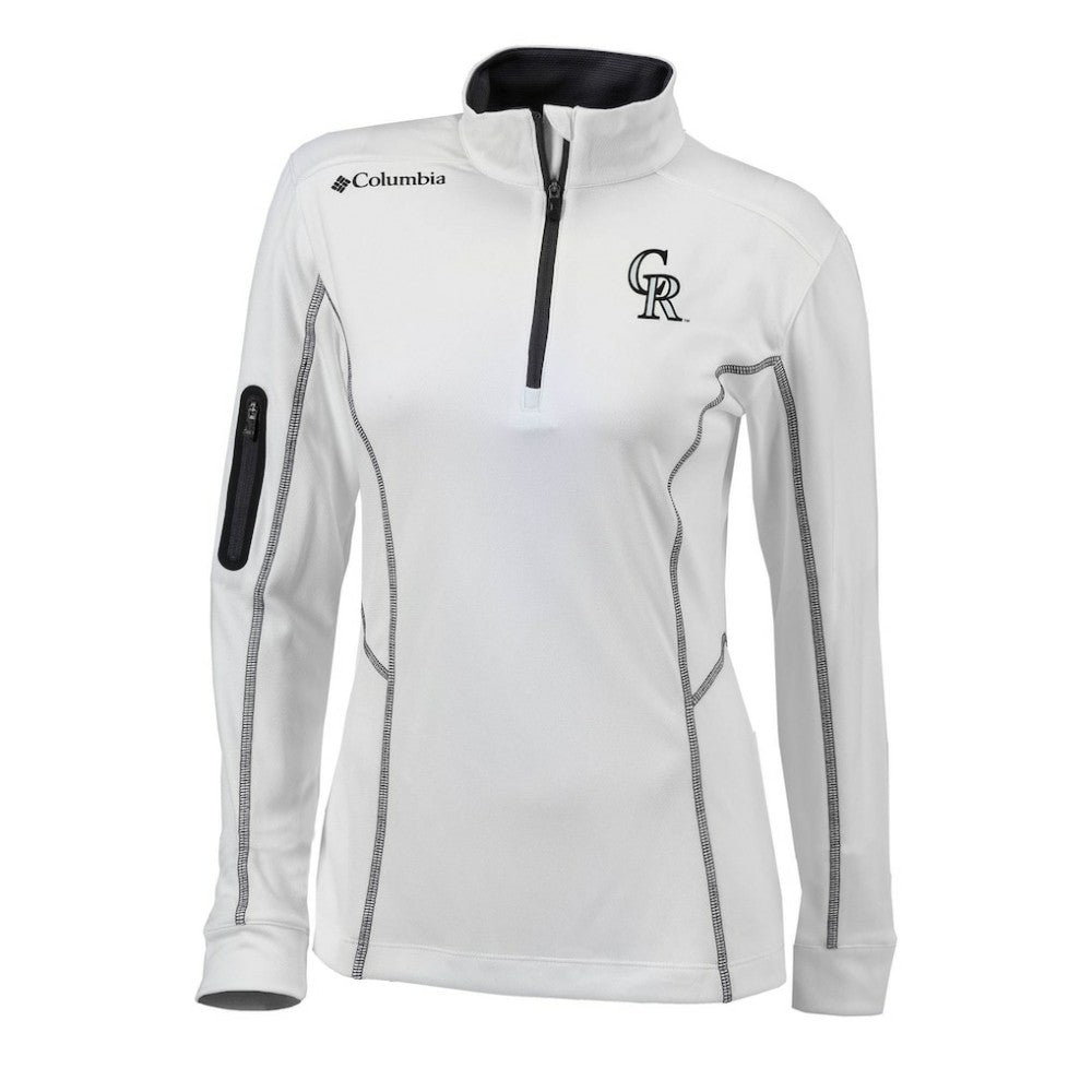 Colorado Rockies Columbia Women's Omni-Wick Shotgun Quarter-Zip Pullover Top - White - Columbia Online
