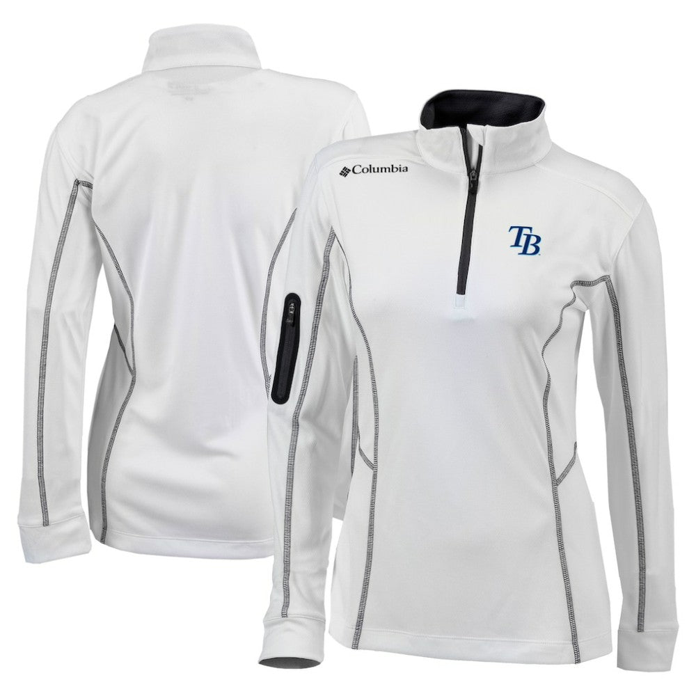 Tampa Bay Rays Columbia Women's Omni-Wick Shotgun Quarter-Zip Pullover Top - White - Columbia Discount