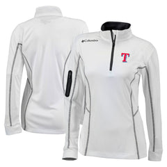 Texas Rangers Columbia Women's Omni-Wick Shotgun Quarter-Zip Pullover Top - White - Columbia on Sale