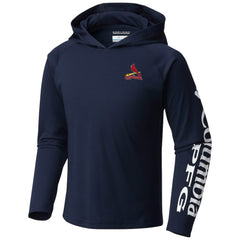St. Louis Cardinals Columbia Youth Terminal Tackle Long Sleeve Hoodie T-Shirt - Navy - Columbia Online