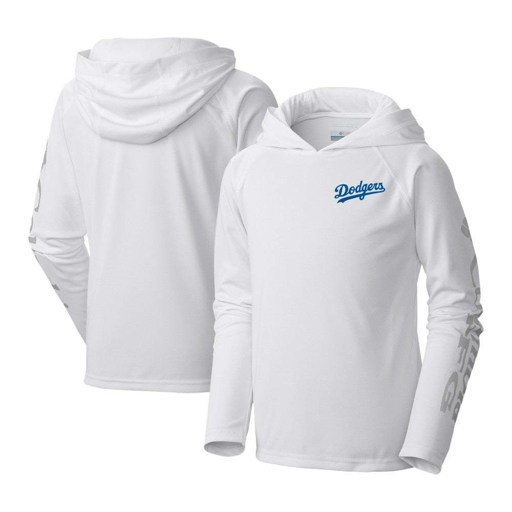 Los Angeles Dodgers Columbia Youth Terminal Tackle Long Sleeve Hoodie T-Shirt - White - Columbia Lifestyle