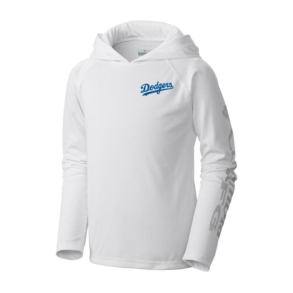 Los Angeles Dodgers Columbia Youth Terminal Tackle Long Sleeve Hoodie T-Shirt - White - Columbia Lifestyle