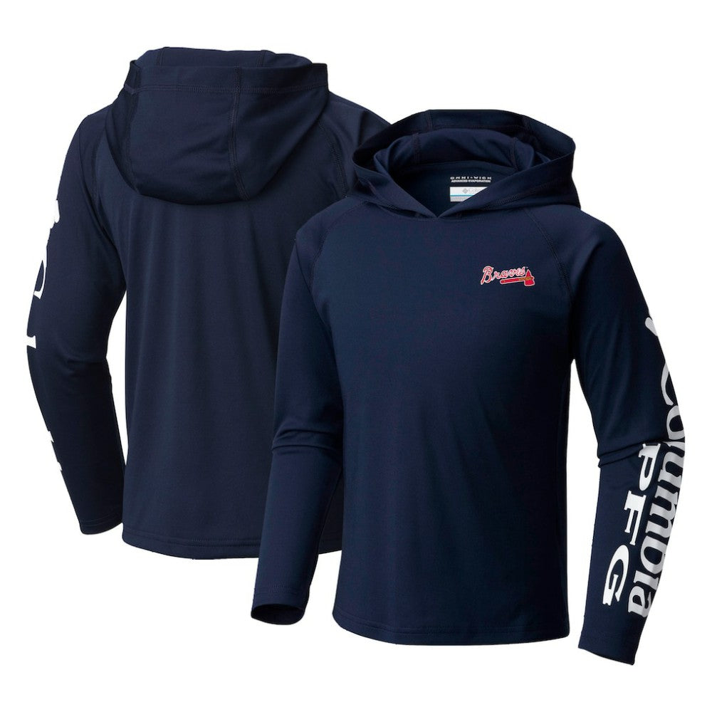 Atlanta Braves Columbia Youth Terminal Tackle Long Sleeve Hoodie T-Shirt - Navy - Columbia Discount