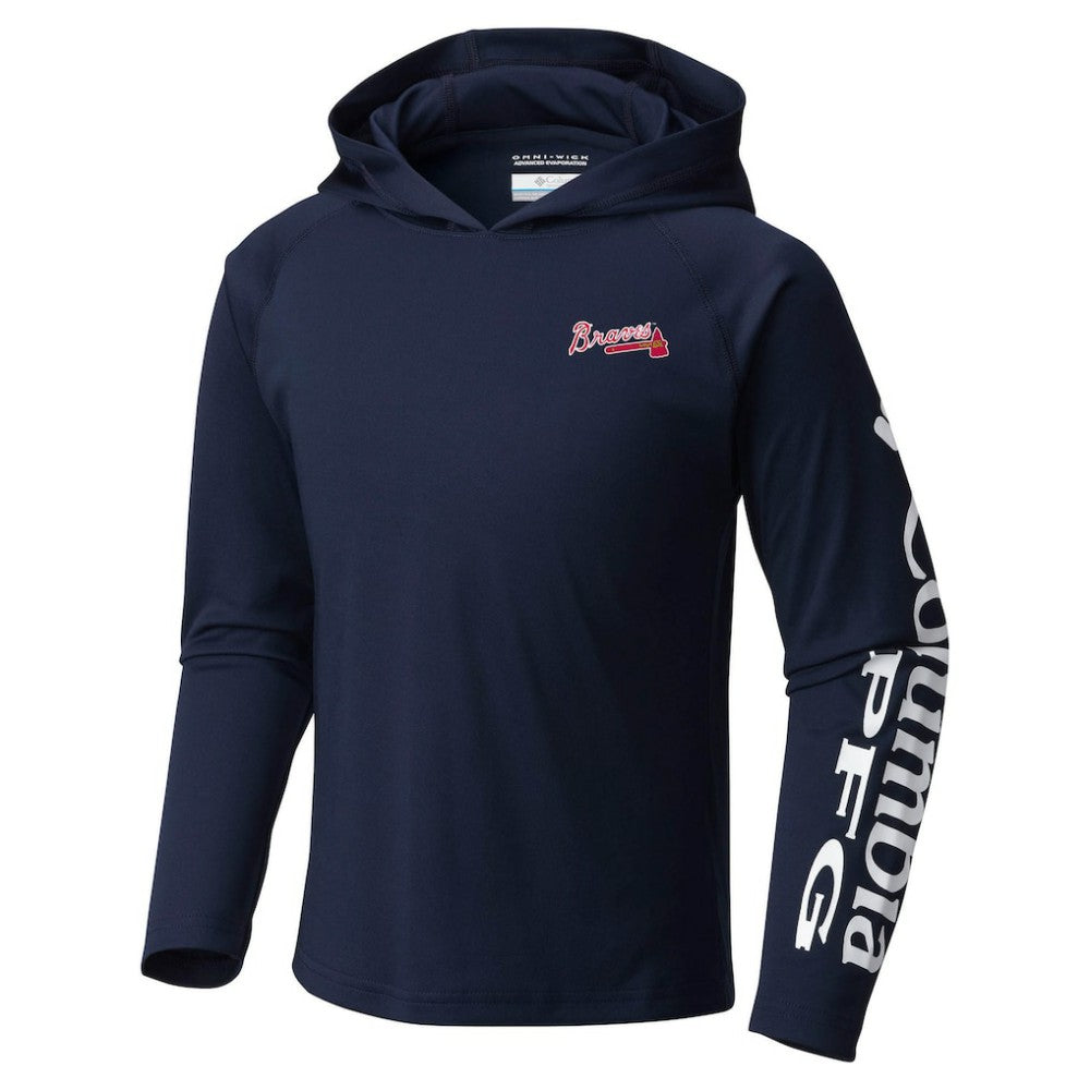 Atlanta Braves Columbia Youth Terminal Tackle Long Sleeve Hoodie T-Shirt - Navy - Columbia Discount