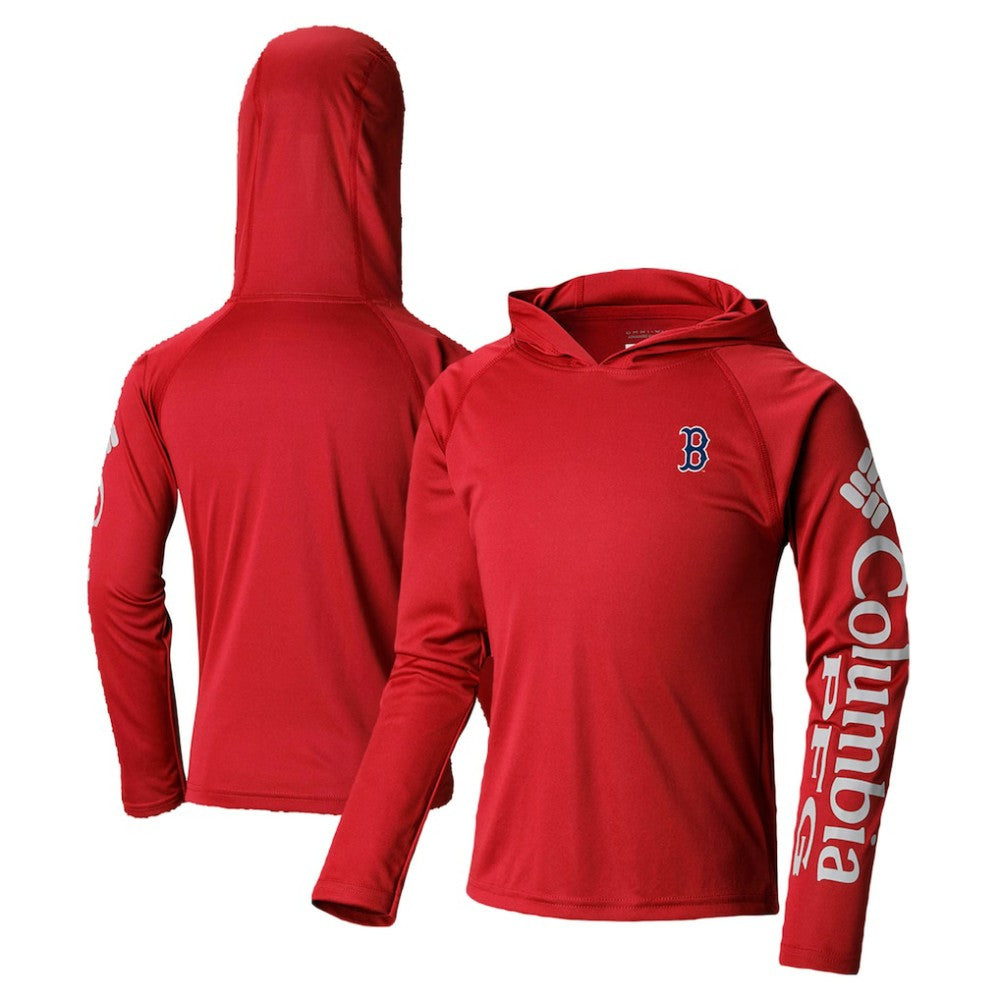 Boston Red Sox Columbia Youth Terminal Tackle Long Sleeve Hoodie T-Shirt - Red - Columbia on Sale