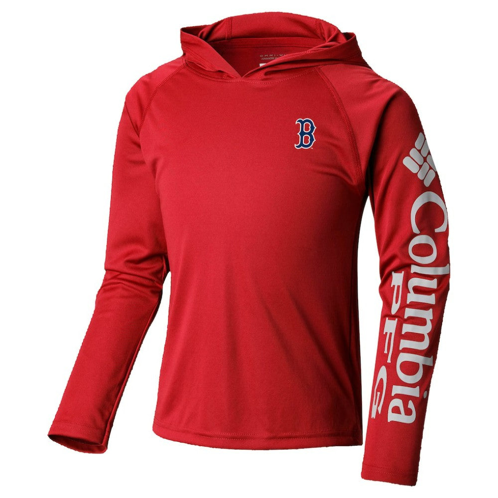 Boston Red Sox Columbia Youth Terminal Tackle Long Sleeve Hoodie T-Shirt - Red - Columbia on Sale