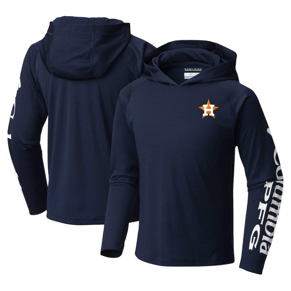Houston Astros Columbia Youth Terminal Tackle Long Sleeve Hoodie T-Shirt - Navy - Columbia on Sale