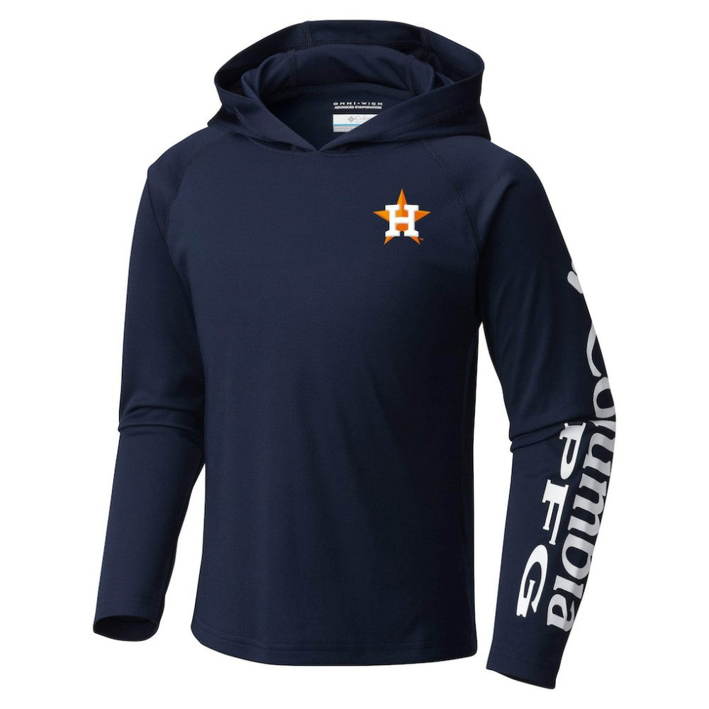 Houston Astros Columbia Youth Terminal Tackle Long Sleeve Hoodie T-Shirt - Navy - Columbia on Sale