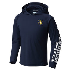 Milwaukee Brewers Columbia Youth Terminal Tackle Long Sleeve Hoodie T-Shirt - Navy - Columbia Sale