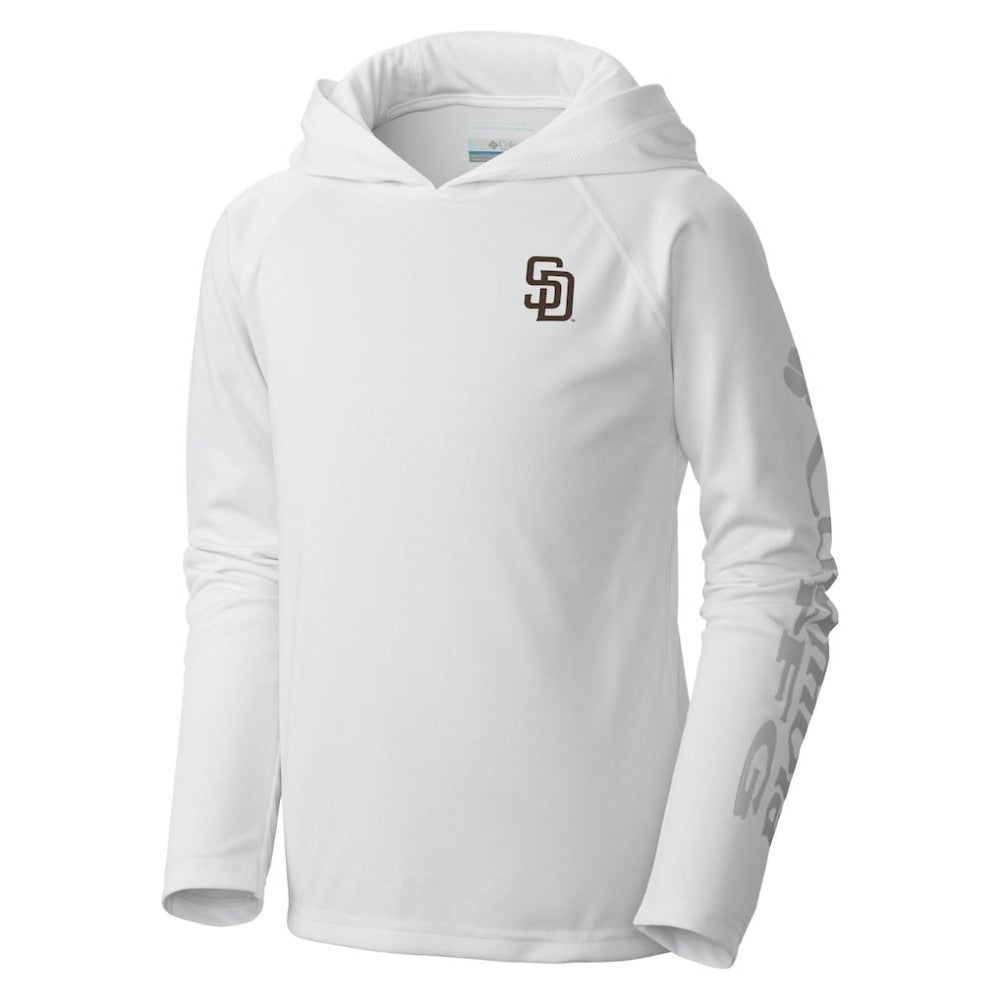 San Diego Padres Columbia Youth Terminal Tackle Long Sleeve Hoodie T-Shirt - White - Columbia Sale