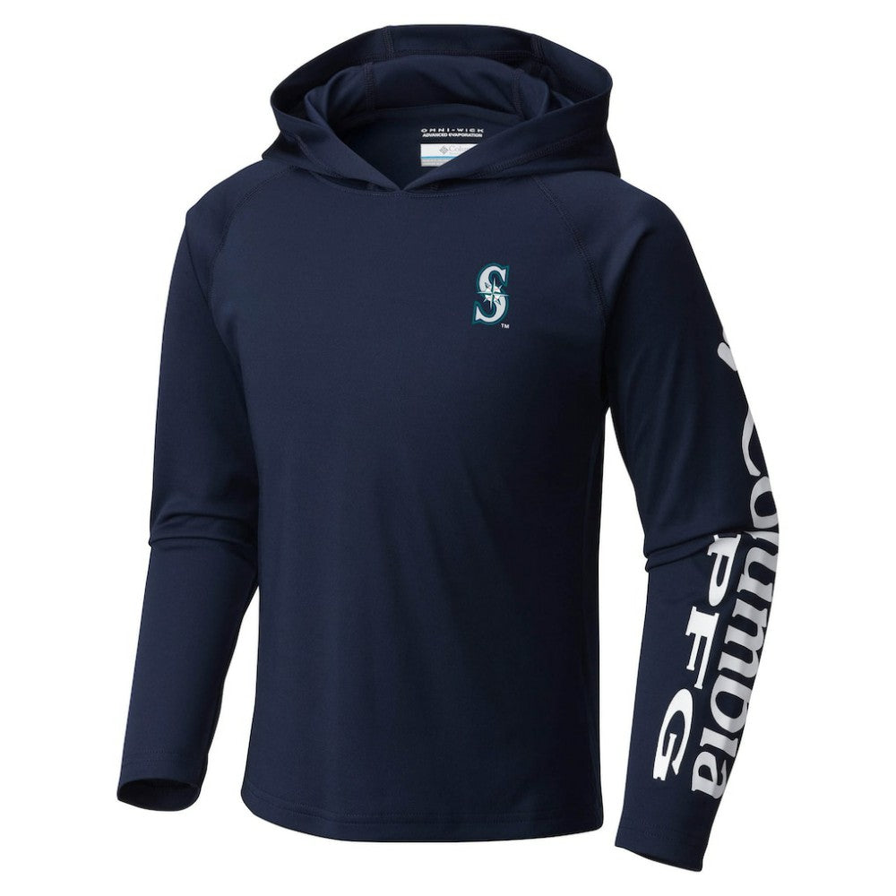 Seattle Mariners Columbia Youth Terminal Tackle Long Sleeve Hoodie T-Shirt - Navy - Columbia Lifestyle