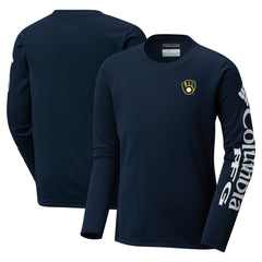 Milwaukee Brewers Columbia Youth Terminal Tackle Long Sleeve T-Shirt - Navy - Columbia Sale