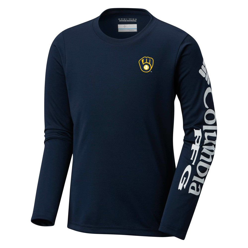 Milwaukee Brewers Columbia Youth Terminal Tackle Long Sleeve T-Shirt - Navy - Columbia Sale