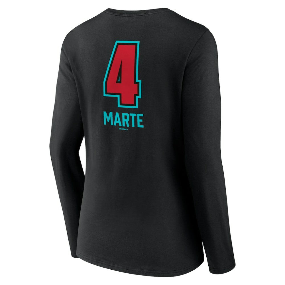 Ketel Marte Arizona Diamondbacks Women's Name & Number Fastball V-Neck Long Sleeve T-Shirt - Black - MLB Sale