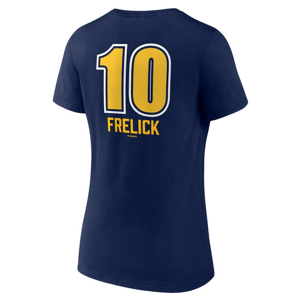 Sal Frelick Milwaukee Brewers Women's Name & Number Fastball V-Neck T-Shirt - Navy - MLB on Sale