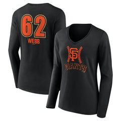 Logan Webb San Francisco Giants Women's Name & Number Fastball V-Neck Long Sleeve T-Shirt - Black - MLB Sale