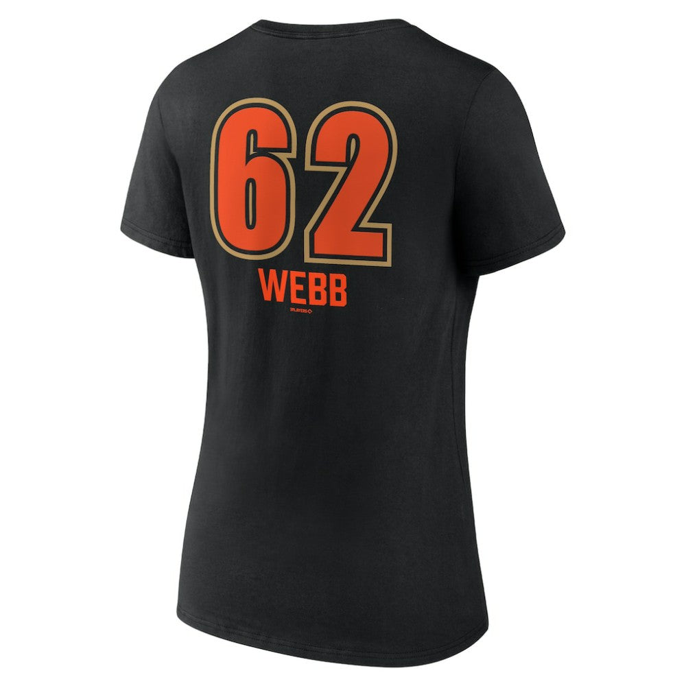 Logan Webb San Francisco Giants Women's Name & Number Fastball V-Neck T-Shirt - Black - MLB Lifestyle
