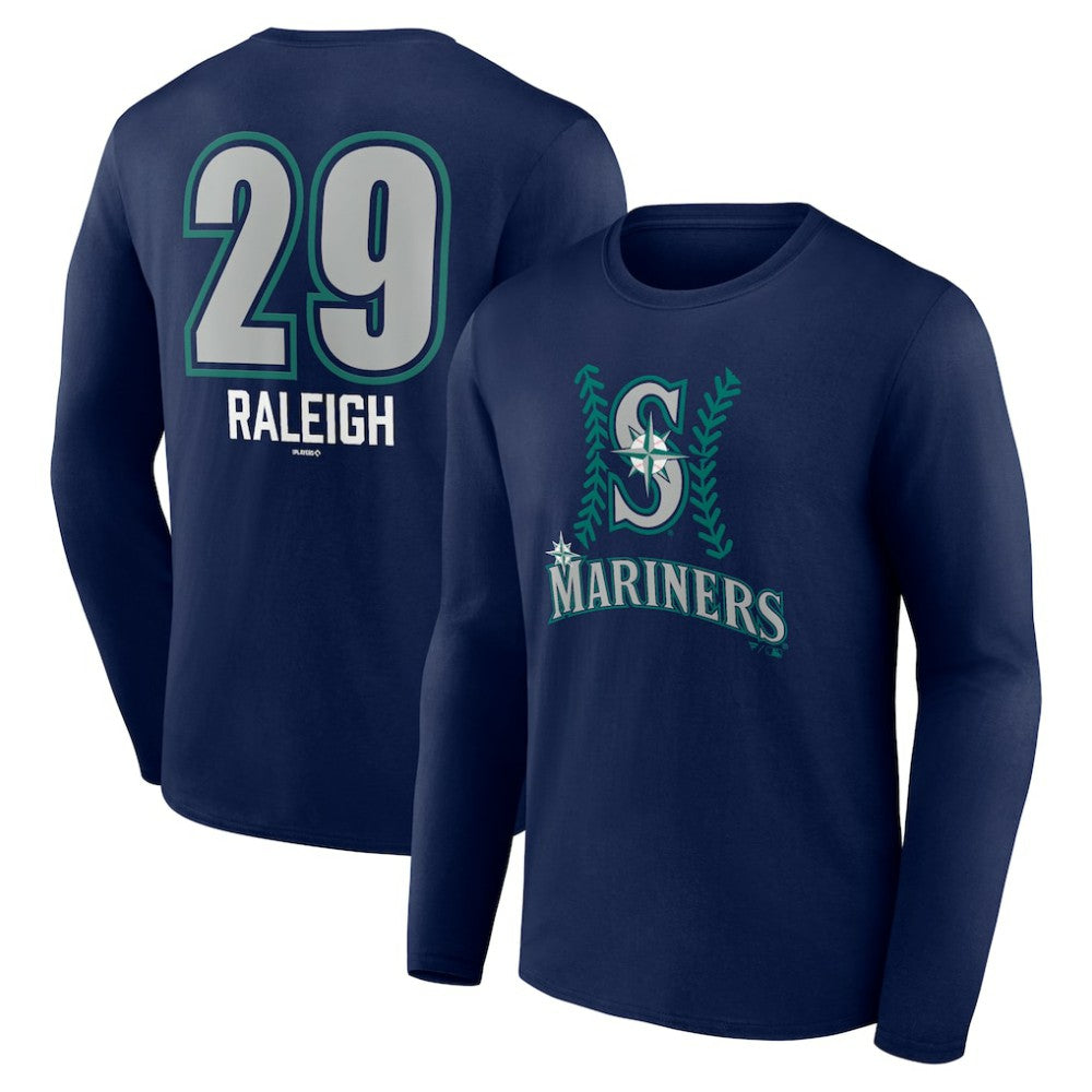 Cal Raleigh Seattle Mariners Name & Number Fastball Long Sleeve T-Shirt - Navy - MLB Sale