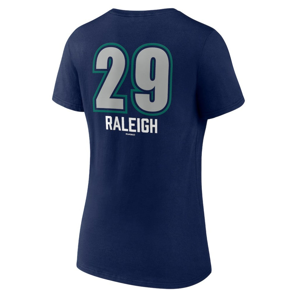 Cal Raleigh Seattle Mariners Women's Name & Number Fastball V-Neck T-Shirt - Navy - MLB Online
