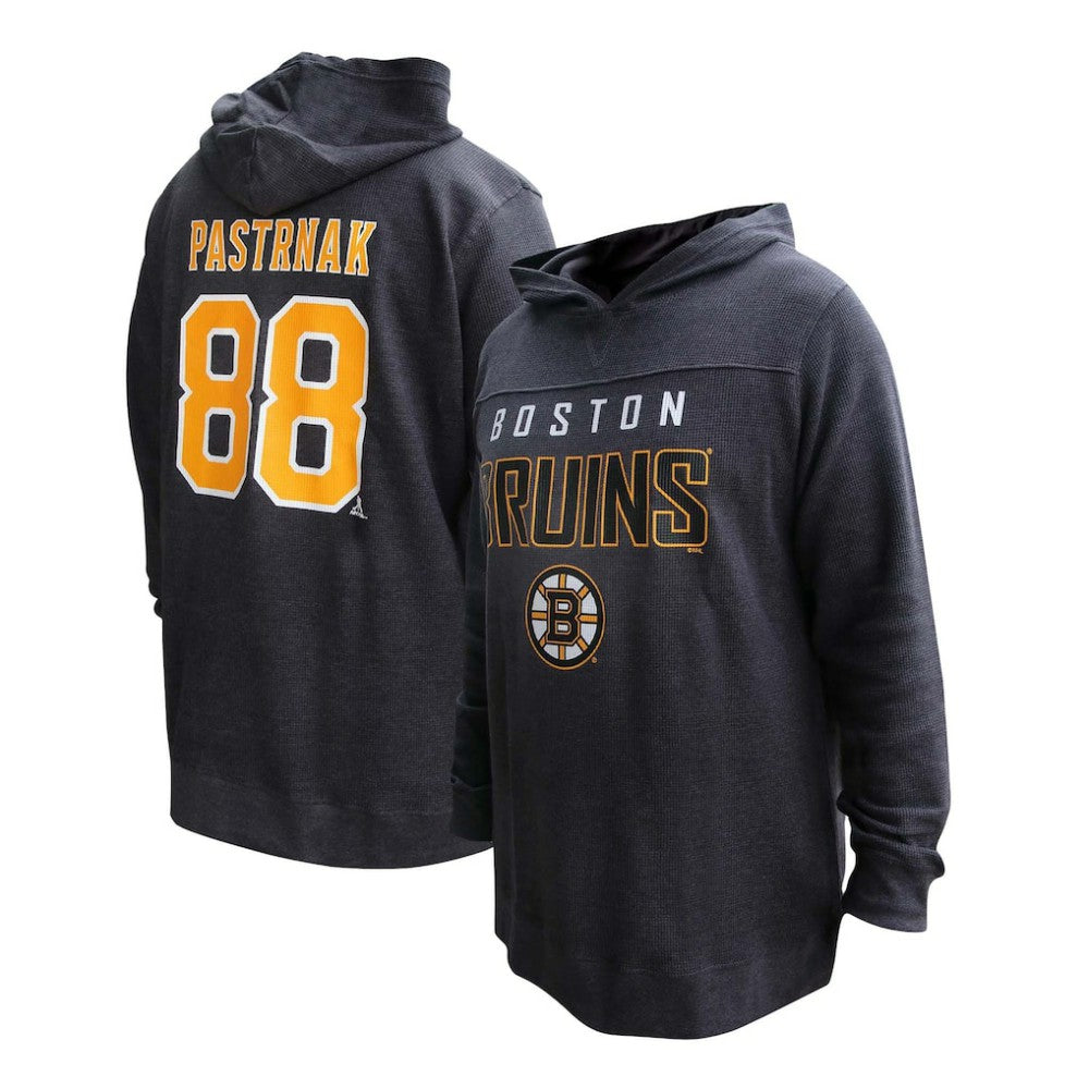 David Pastrnak Boston Bruins Profile Women's Plus Size Name & Number Thermal Pullover Hoodie - Black - NHL 201279782