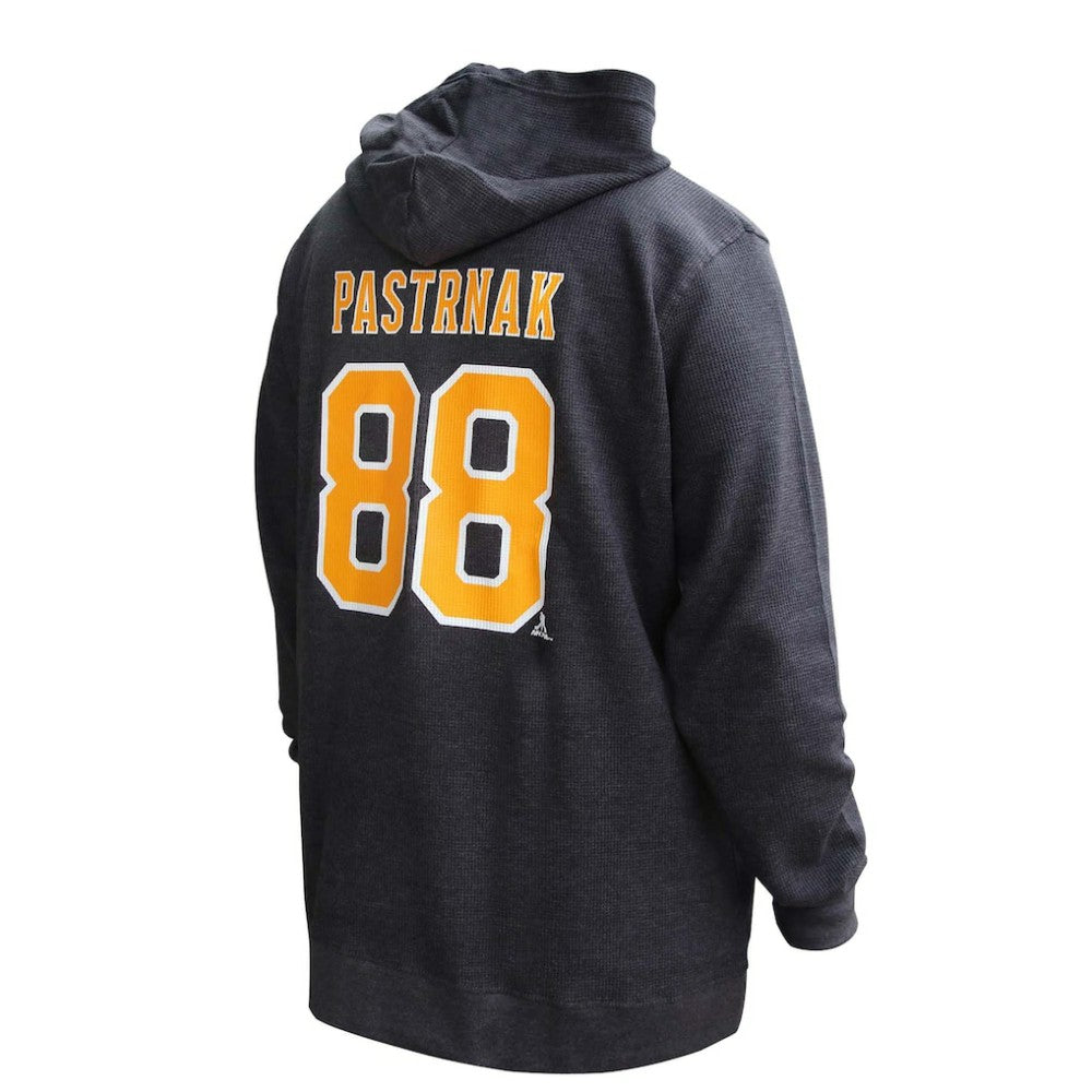 David Pastrnak Boston Bruins Profile Women's Plus Size Name & Number Thermal Pullover Hoodie - Black - NHL 201279782