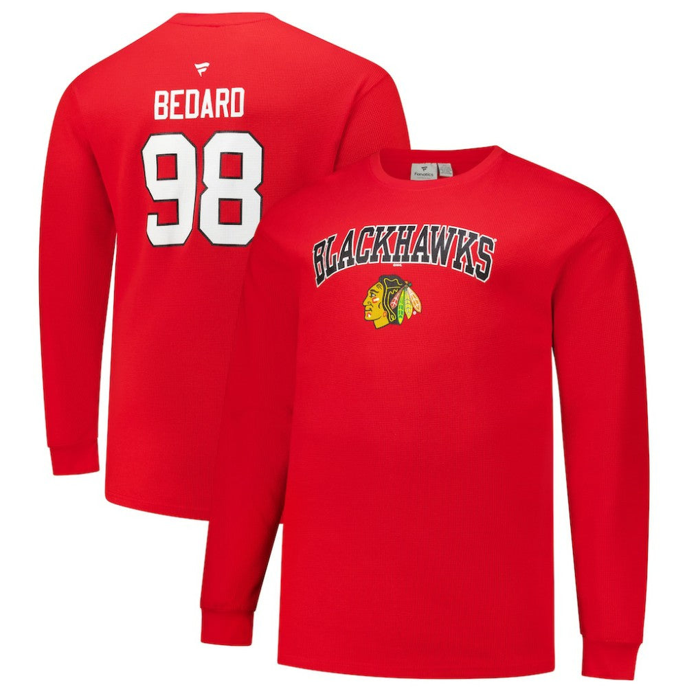 Connor Bedard Chicago Blackhawks Profile Big & Tall Name & Number Thermal Pullover Sweatshirt - Red - NHL 201279786
