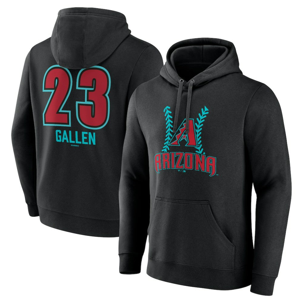 Zac Gallen Arizona Diamondbacks Name & Number Fastball Pullover Hoodie - Black - MLB Lifestyle