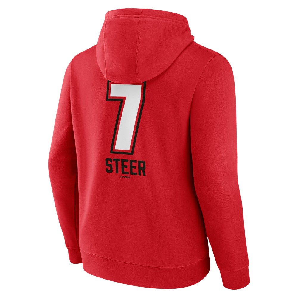Spencer Steer Cincinnati Reds Name & Number Fastball Pullover Hoodie - Red - MLB on Sale