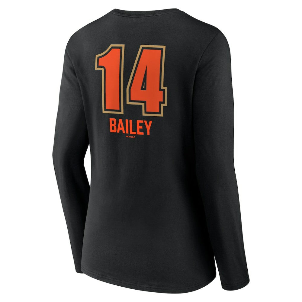 Patrick Bailey San Francisco Giants Women's Name & Number Fastball V-Neck Long Sleeve T-Shirt - Black - MLB Lifestyle