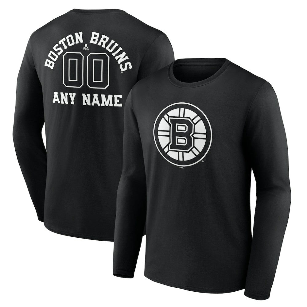 Boston Bruins Personalized Name & Number Monochrome Long Sleeve T-Shirt - Black - NHL 201281428