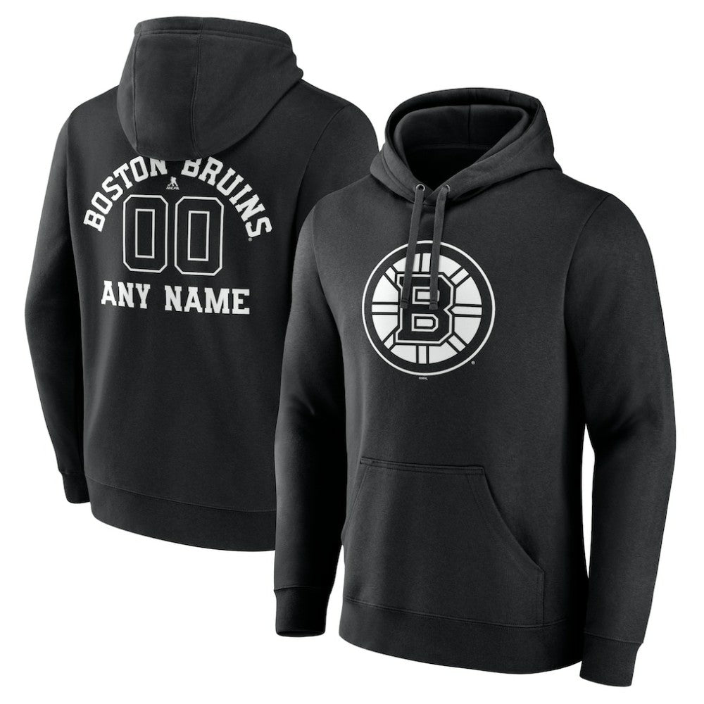 Boston Bruins Personalized Name & Number Monochrome Pullover Hoodie - Black - NHL 201281429