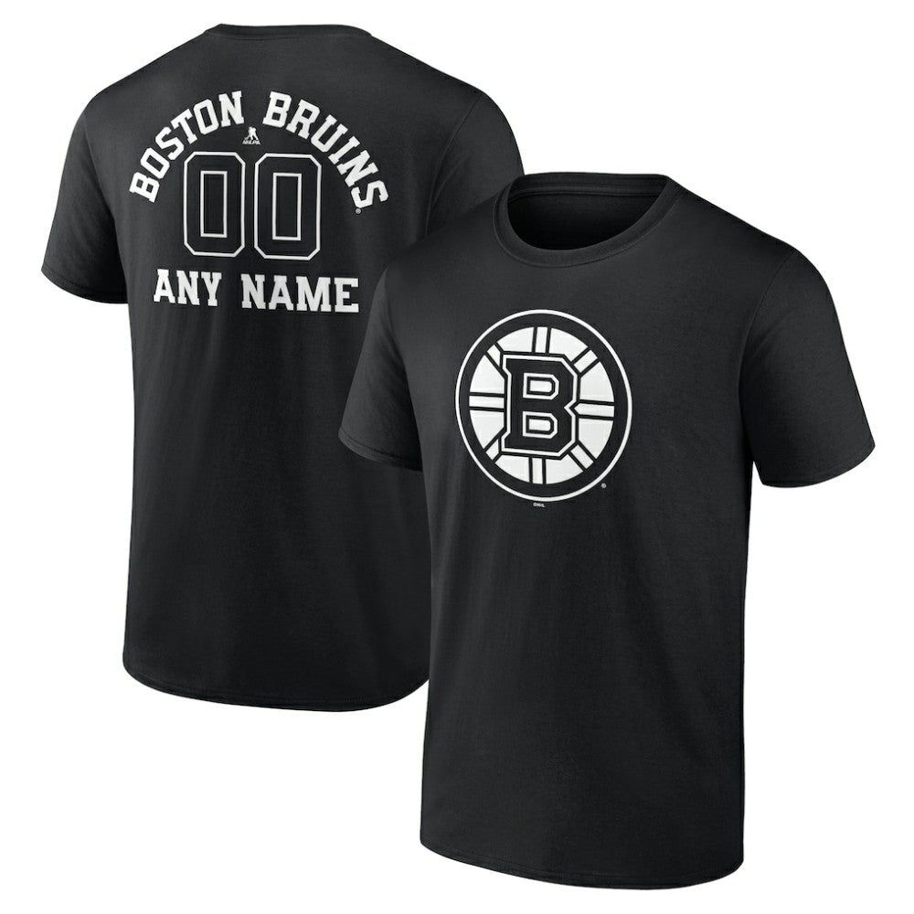Boston Bruins Personalized Name & Number Monochrome T-Shirt - Black - NHL 201281430