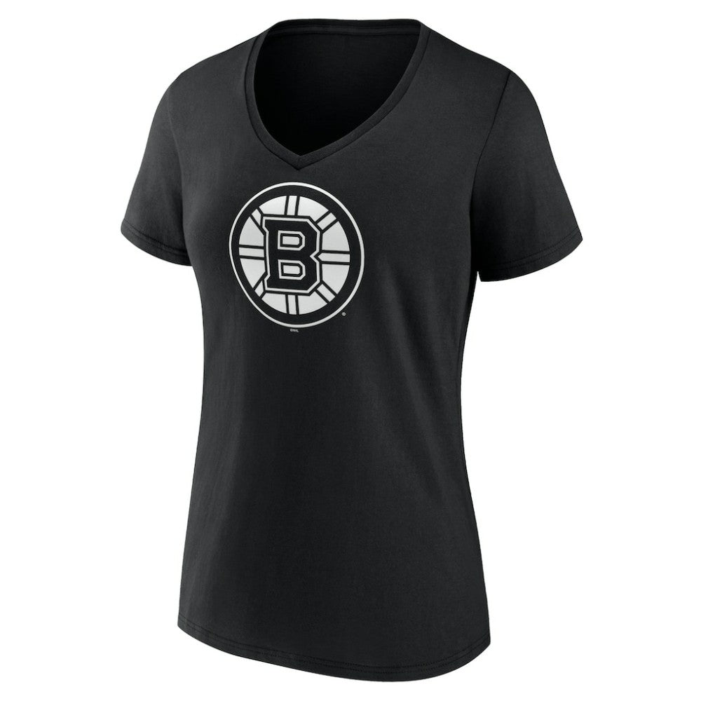 Boston Bruins Women's Personalized Name & Number Monochrome V-Neck T-Shirt - Black - NHL 201281433