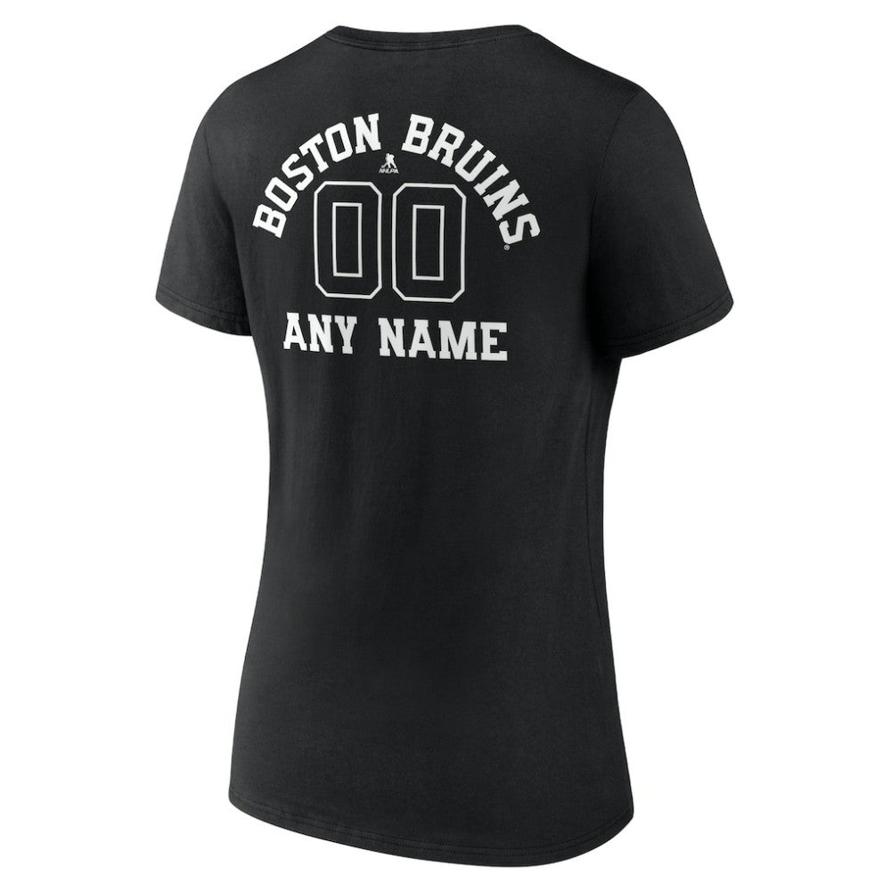 Boston Bruins Women's Personalized Name & Number Monochrome V-Neck T-Shirt - Black - NHL 201281433