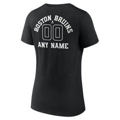 Boston Bruins Women's Personalized Name & Number Monochrome V-Neck T-Shirt - Black - NHL 201281433