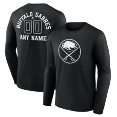 Buffalo Sabres Personalized Name & Number Monochrome Long Sleeve T-Shirt - Black - NHL 201281434