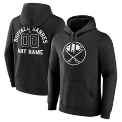 Buffalo Sabres Personalized Name & Number Monochrome Pullover Hoodie - Black - NHL 201281435